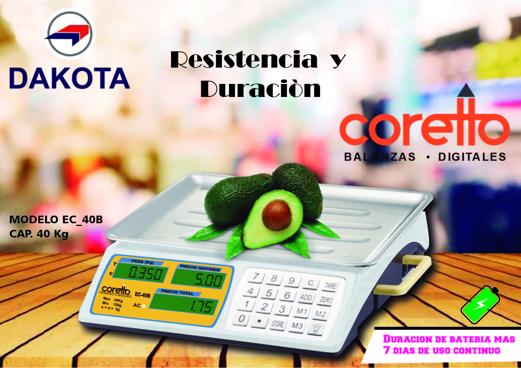BALANZA PLATAFORMA CAP. 40 KG EC-40B CORETTO