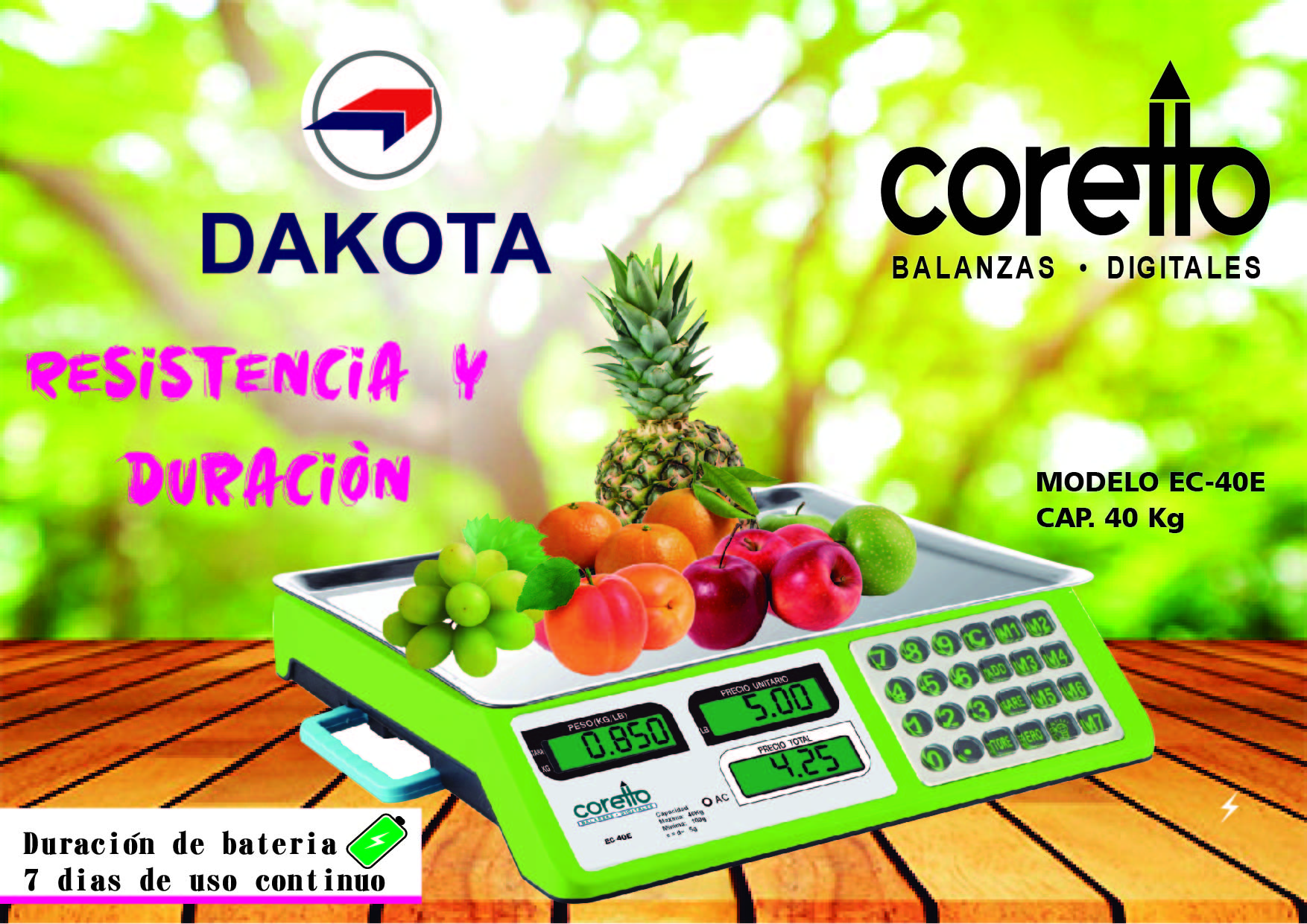 BALANZA PLATAFORMA CAP. 40 KG EC-40E CORETTO